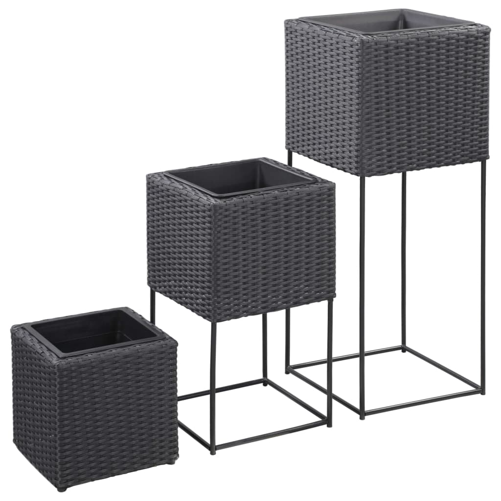 vidaXL hævede plantekasser 3 stk. polyrattan sort vidaXL hævede plantekasser 3 stk. polyrattan sort