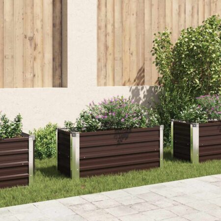 vidaXL hævet plantekasse 100x40x45 cm galvaniseret stål brun