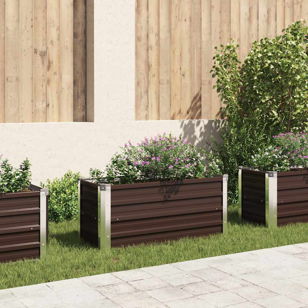 vidaXL hævet plantekasse 100x40x45 cm galvaniseret stål brun vidaXL hævet plantekasse 100x40x45 cm galvaniseret stål brun