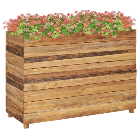 vidaXL hævet plantekasse 100x40x72 cm genanvendt teaktræ og stål