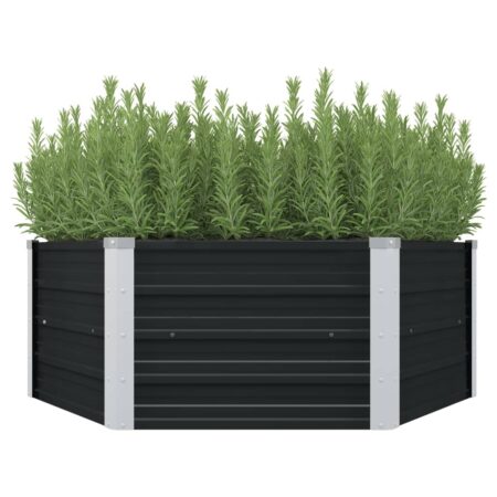 vidaXL hævet plantekasse 129x129x45 cm galvaniseret stål antracitgrå