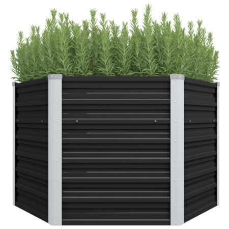 vidaXL hævet plantekasse 129x129x77 cm galvaniseret stål antracitgrå
