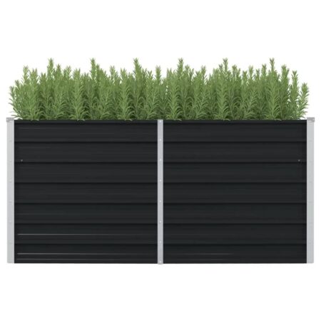 vidaXL hævet plantekasse 160x80x77 cm galvaniseret stål antracitgrå