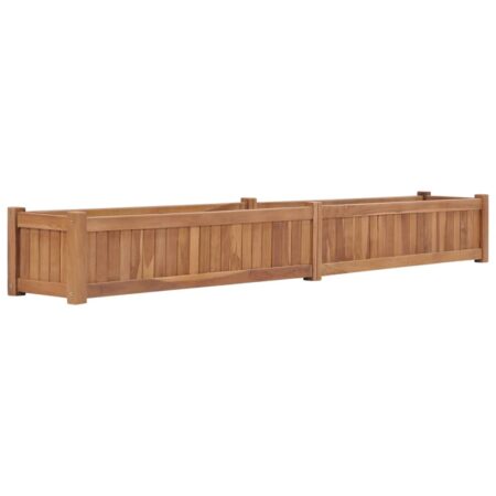 vidaXL hævet plantekasse 200x30x25 cm massivt teaktræ