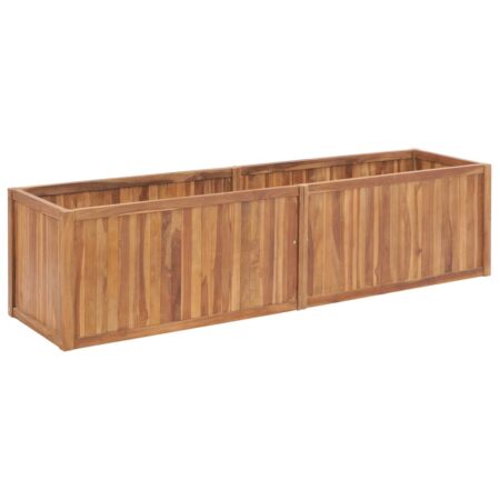 vidaXL hævet plantekasse 200x50x50 cm massivt teaktræ