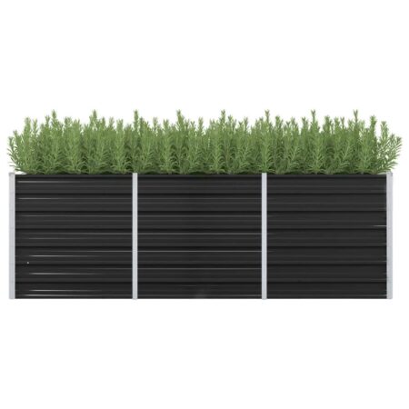 vidaXL hævet plantekasse 240x80x77 cm galvaniseret stål antracitgrå