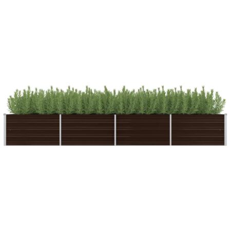 vidaXL hævet plantekasse 320x80x45 cm galvaniseret stål brun
