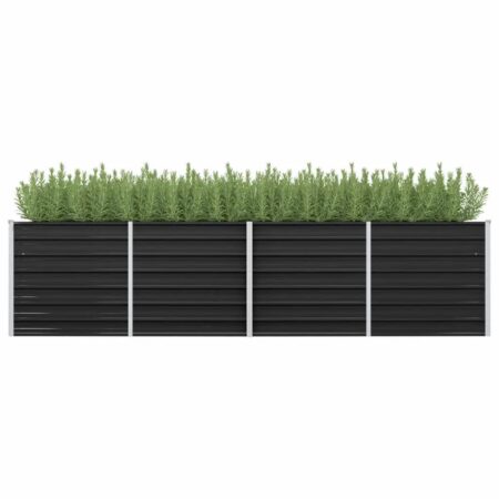 vidaXL hævet plantekasse 320x80x77 cm galvaniseret stål antracitgrå