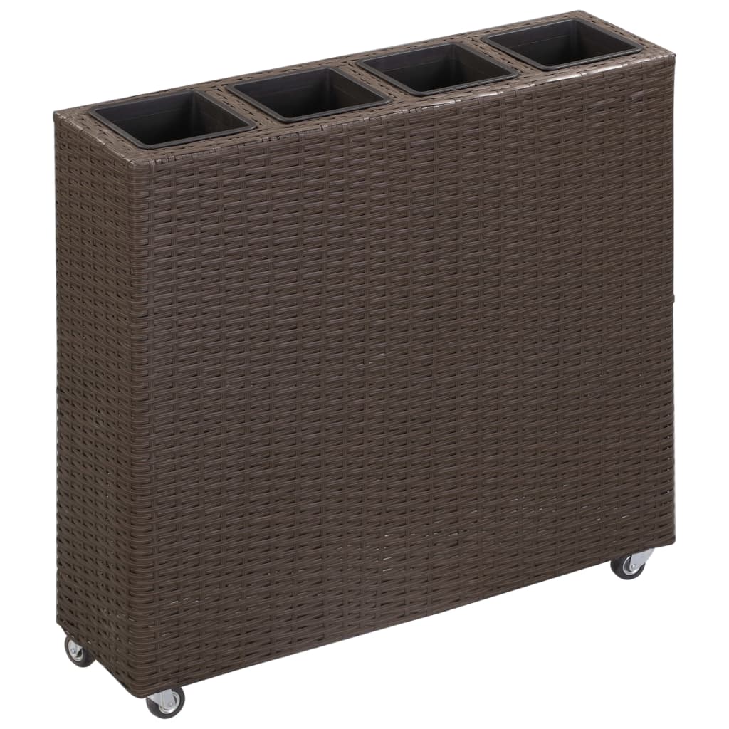vidaXL hævet plantekasse med 4 krukker 80x22x79 cm polyrattan brun vidaXL hævet plantekasse med 4 krukker 80x22x79 cm polyrattan brun