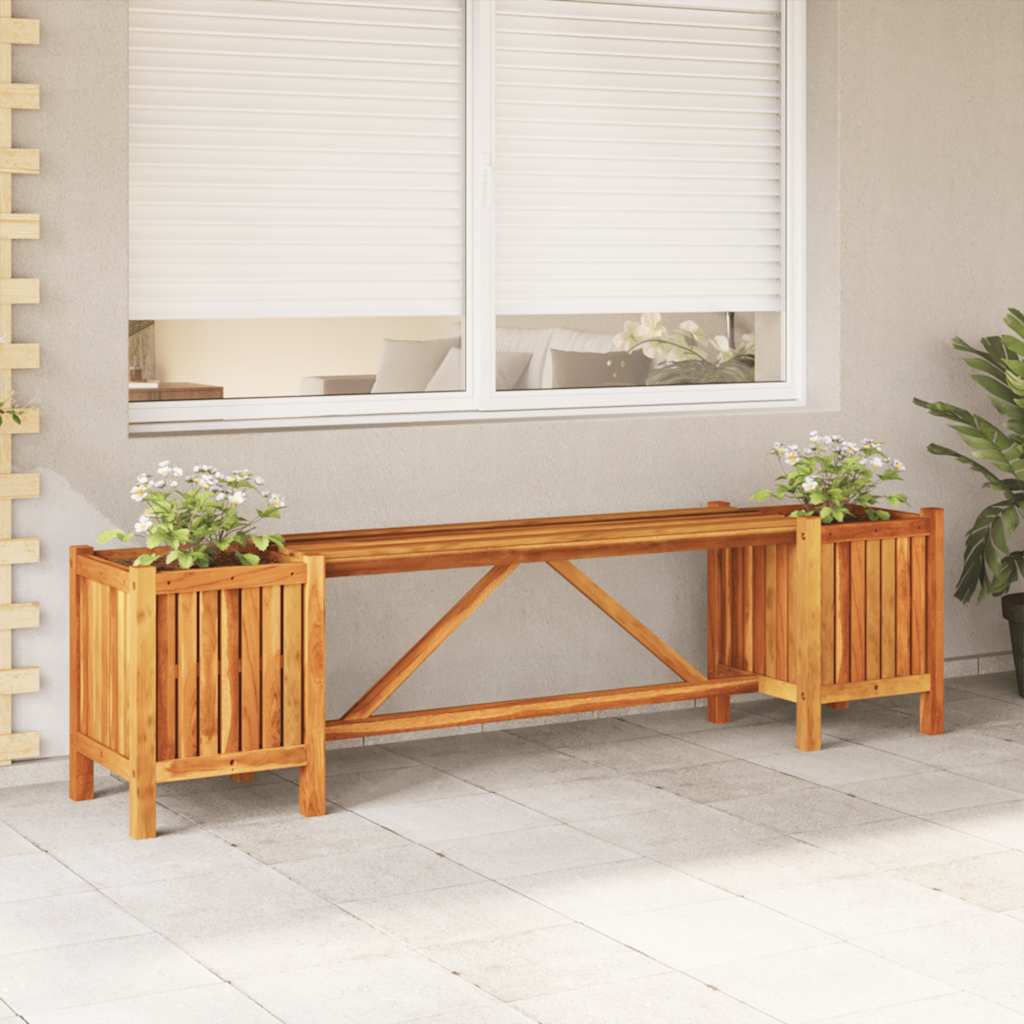 vidaXL havebænk med 2 plantekasser 150x30x40 cm massivt akacietræ vidaXL havebænk med 2 plantekasser 150x30x40 cm massivt akacietræ