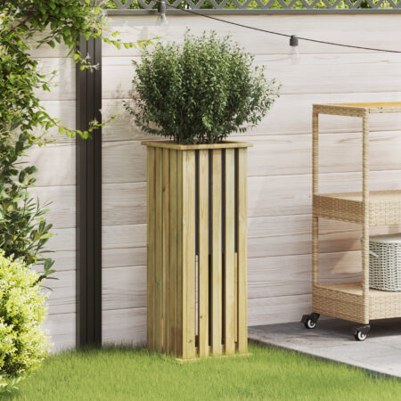vidaXL havedef planter med liner 33x33x85 cm imprægneret træ fyr