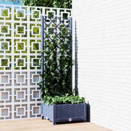 vidaXL havekrukke med espalier blågrå 40x40x121,5 cm PP