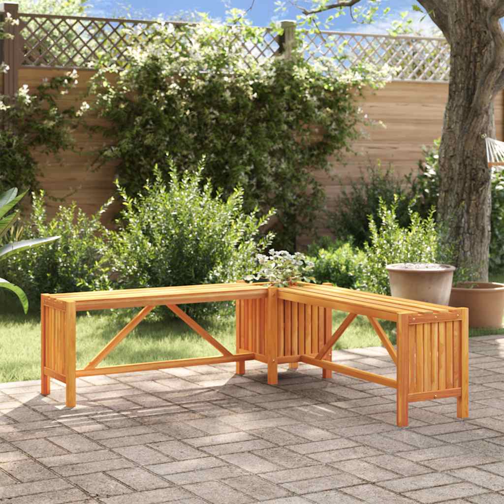 vidaXL hjørnebænk med plantekasse 117x117x40 cm massivt akacietræ vidaXL hjørnebænk med plantekasse 117x117x40 cm massivt akacietræ