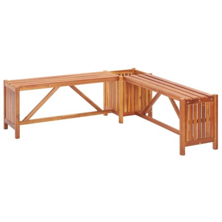 vidaXL hjørnebænk med plantekasse 117x117x40 cm massivt akacietræ