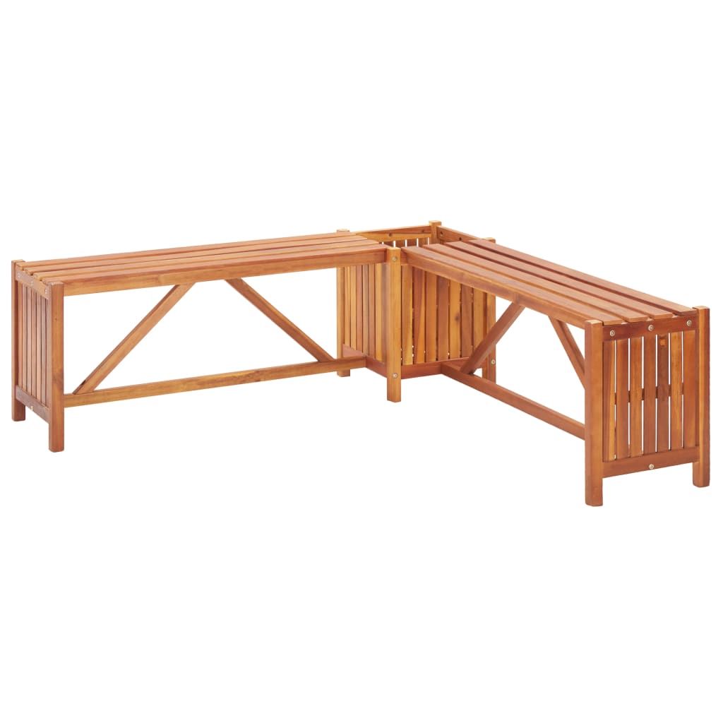 vidaXL hjørnebænk med plantekasse 117x117x40 cm massivt akacietræ vidaXL hjørnebænk med plantekasse 117x117x40 cm massivt akacietræ