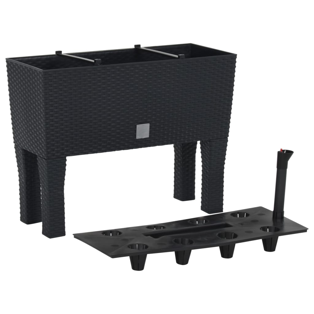 vidaXL høj plantekasse 60x25x46 cm PP-rattan antracitgrå vidaXL høj plantekasse 60x25x46 cm PP-rattan antracitgrå