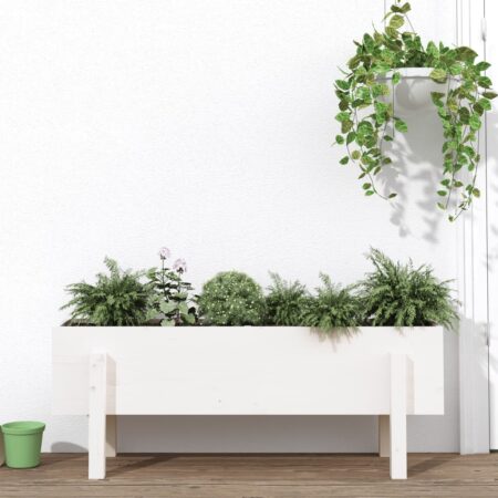 vidaXL højbed 101x30x38 cm massivt fyrretræ hvid
