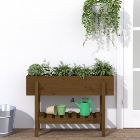 vidaXL højbed 101x30x69 cm massivt fyrretræ gyldenbrun