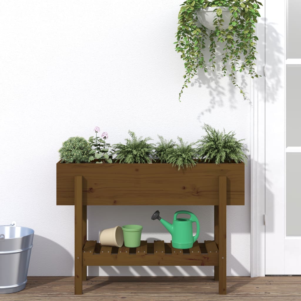 vidaXL højbed 101x30x69 cm massivt fyrretræ gyldenbrun vidaXL højbed 101x30x69 cm massivt fyrretræ gyldenbrun