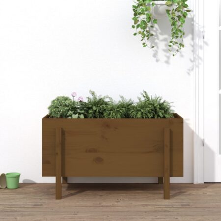 vidaXL højbed 101x50x57 cm massivt fyrretræ gyldenbrun