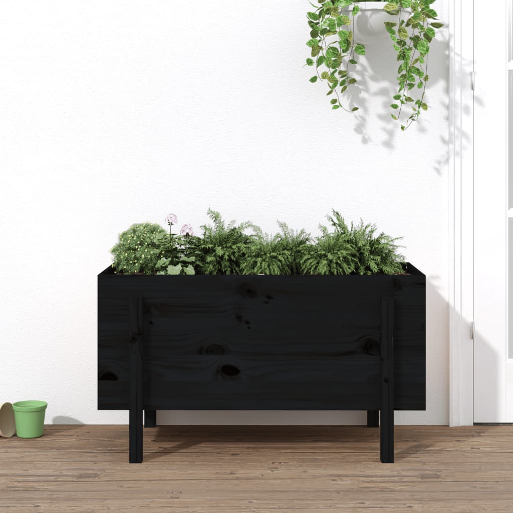 vidaXL højbed 101x50x57 cm massivt fyrretræ sort vidaXL højbed 101x50x57 cm massivt fyrretræ sort