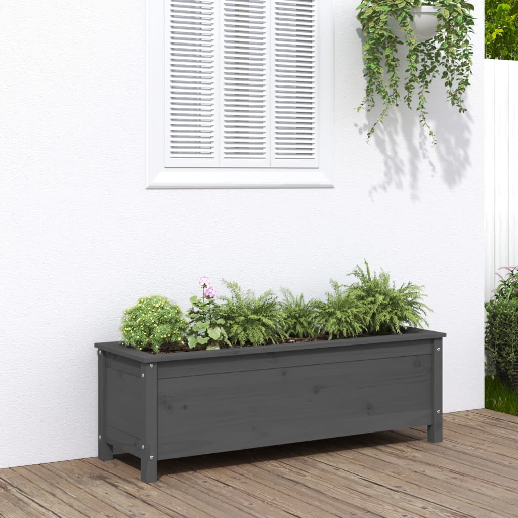 vidaXL højbed 119,5x40x39 cm massivt fyrretræ grå vidaXL højbed 119,5x40x39 cm massivt fyrretræ grå