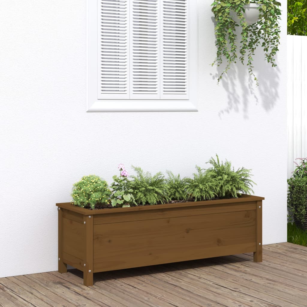 vidaXL højbed 119,5x40x39 cm massivt fyrretræ gyldenbrun vidaXL højbed 119,5x40x39 cm massivt fyrretræ gyldenbrun