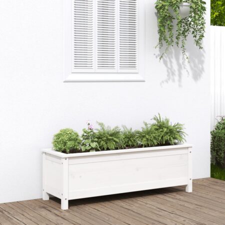 vidaXL højbed 119,5x40x39 cm massivt fyrretræ hvid