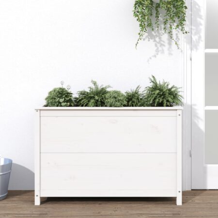 vidaXL højbed 119,5x40x78 cm massivt fyrretræ hvid