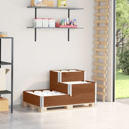 vidaXL højbed 120x80 cm 3 niveauer massivt fyrretræ brun