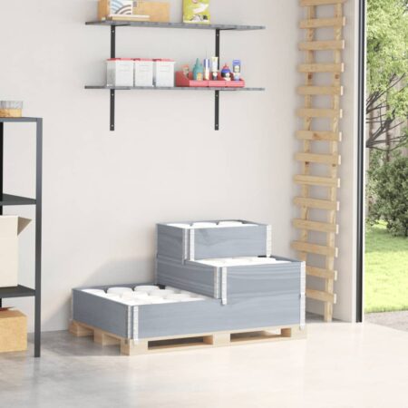 vidaXL højbed 120x80 cm 3 niveauer massivt fyrretræ grå