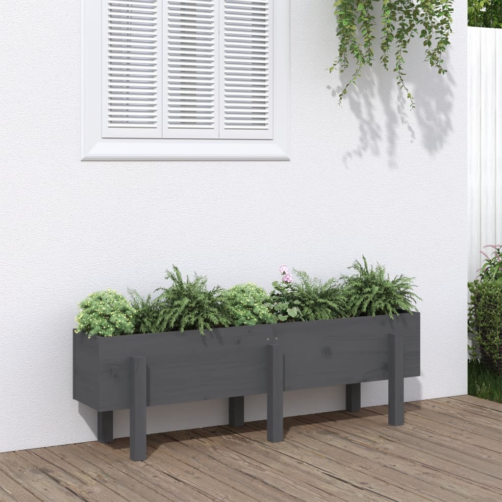 vidaXL højbed 121x30x38 cm massivt fyrretræ grå vidaXL højbed 121x30x38 cm massivt fyrretræ grå