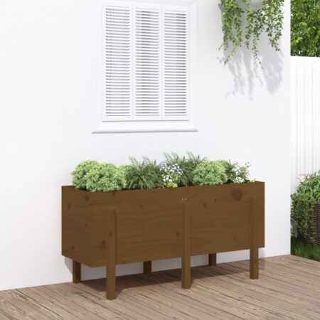 vidaXL højbed 121x50x57 cm massivt fyrretræ gyldenbrun