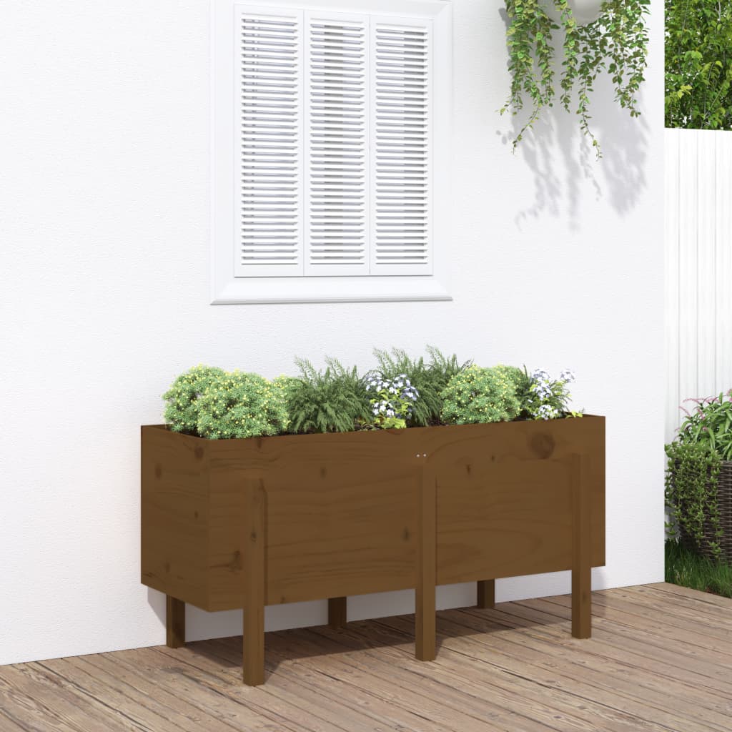 vidaXL højbed 121x50x57 cm massivt fyrretræ gyldenbrun vidaXL højbed 121x50x57 cm massivt fyrretræ gyldenbrun