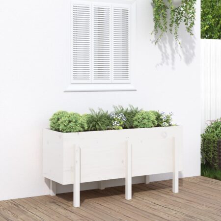vidaXL højbed 121x50x57 cm massivt fyrretræ hvid