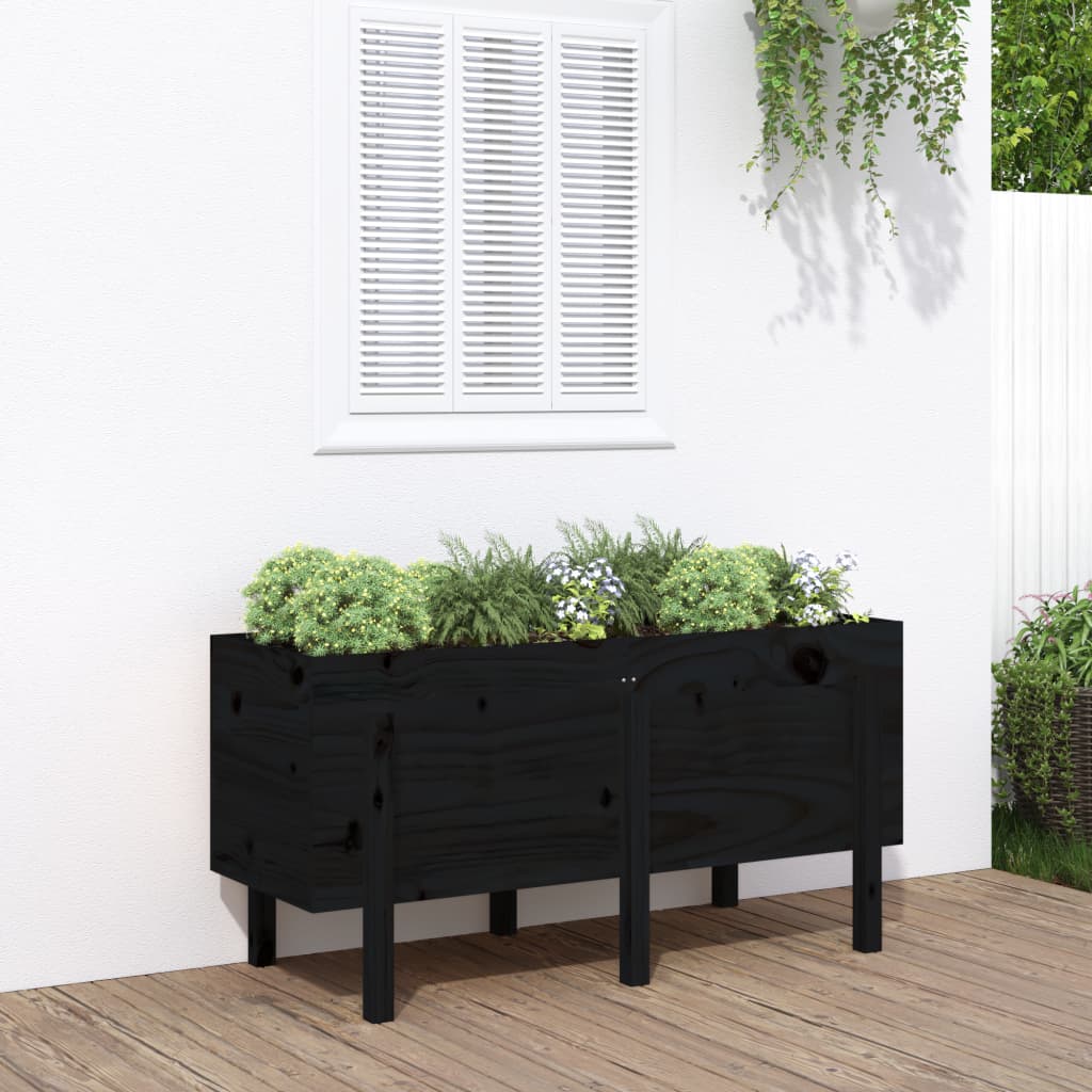 vidaXL højbed 121x50x57 cm massivt fyrretræ sort vidaXL højbed 121x50x57 cm massivt fyrretræ sort
