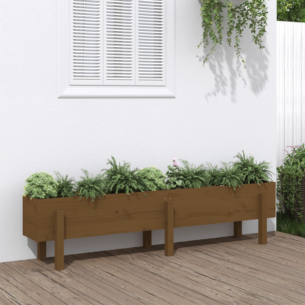 vidaXL højbed 160x30x38 cm massivt fyrretræ gyldenbrun vidaXL højbed 160x30x38 cm massivt fyrretræ gyldenbrun