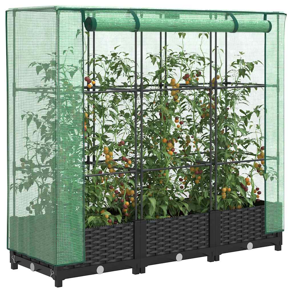 vidaXL højbed med drivhusovertræk rattan-look 120x40x123 cm vidaXL højbed med drivhusovertræk rattan-look 120x40x123 cm