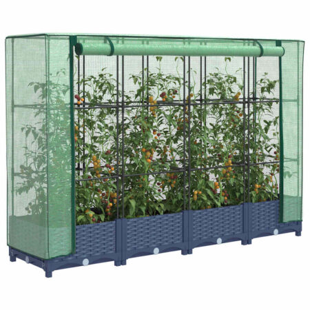 vidaXL højbed med drivhusovertræk rattan-look 160x40x123 cm