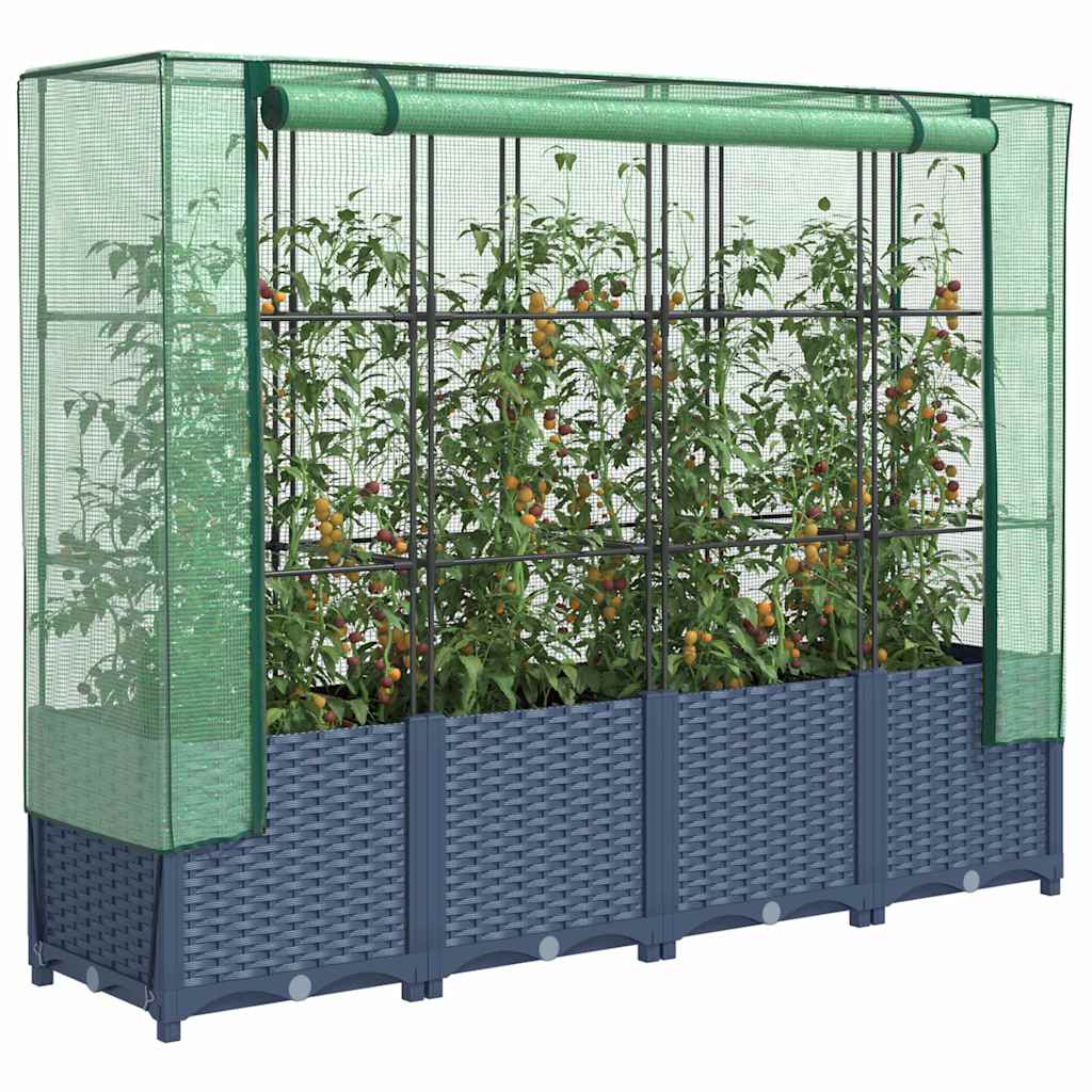 vidaXL højbed med drivhusovertræk rattan-look 160x40x138 cm vidaXL højbed med drivhusovertræk rattan-look 160x40x138 cm