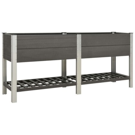 vidaXL højbed med hylde 200x50x90 cm WPC grå