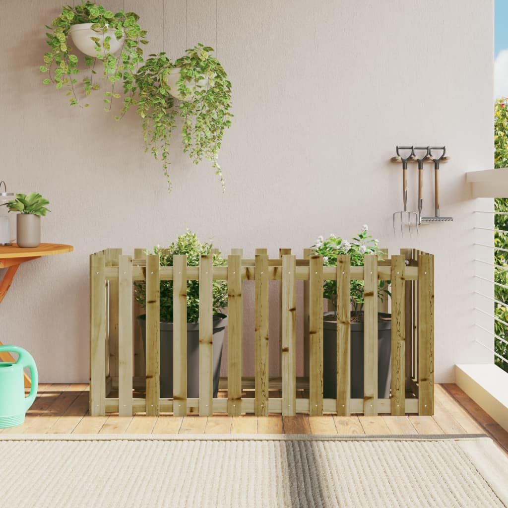 vidaXL højbed med stakitdesign 150x50x70 cm imprægneret fyrretræ vidaXL højbed med stakitdesign 150x50x70 cm imprægneret fyrretræ