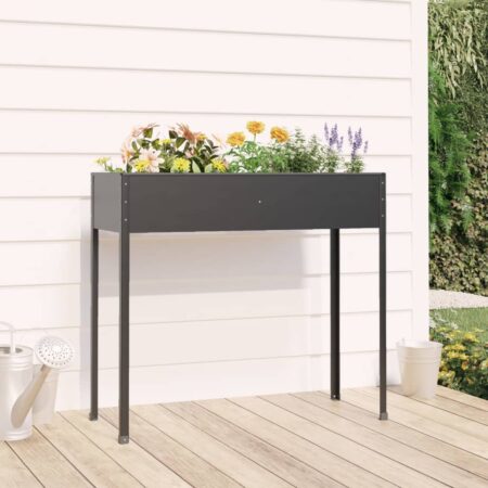 vidaXL plantekasse 100,5x40,5x90 cm galvaniseret stål antracitgrå