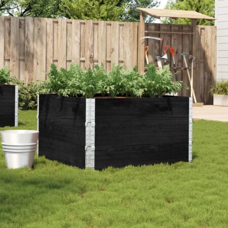 vidaXL plantekasse 100x100 cm massivt fyrretræ sort