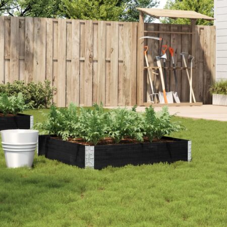 vidaXL plantekasse 100x100 cm massivt fyrretræ sort