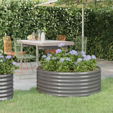 vidaXL plantekasse 100x100x36 cm galvaniseret stål grå