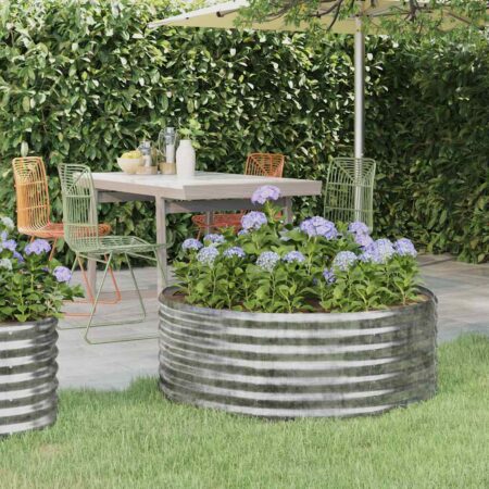 vidaXL plantekasse 100x100x36 cm galvaniseret stål sølvfarvet