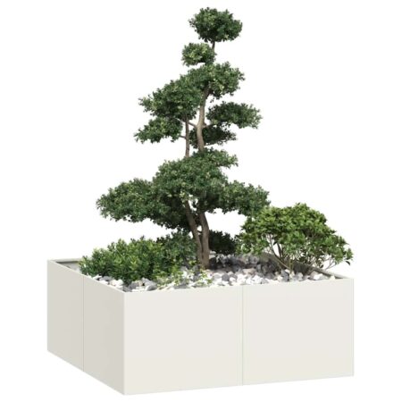 vidaXL plantekasse 100x100x40 cm stål hvid
