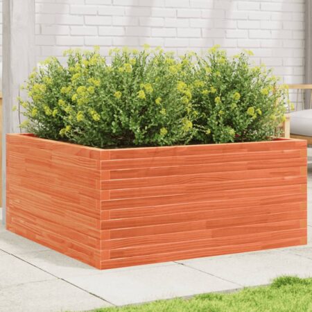 vidaXL plantekasse 100x100x46 cm massivt fyrretræ gyldenbrun