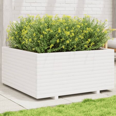 vidaXL plantekasse 100x100x49,5 cm massivt fyrretræ hvid